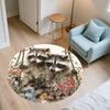 Raccoon and Flowers pattern round rug,Carpet Rug for Living Room Bedroom  Playroom ,Non-slip Floor Mat,Holiday Gifts and Birthday Gifts.