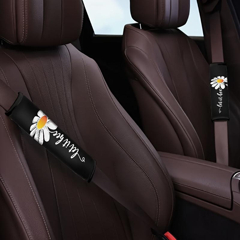2pcs Car Seat Belt Shoulder Cover Soft Car Seat Belt Cover Fashion Daisy Car Interior Accessories
