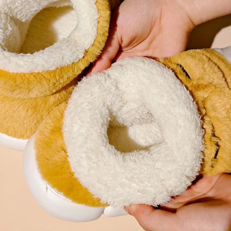 Women's Cotton Slippers Cartoon 2025 Winter Home Indoor Warm Plush Fluffy Cotton Shoes Winter Couple Comfort Non Slip Slippers