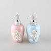 330ml Ceramic Lotion Bottle Stereoscopic Relief Flower Sub Bottle Pink Blue Small Fresh Simple Hand Sanitizer Soap Dispenser