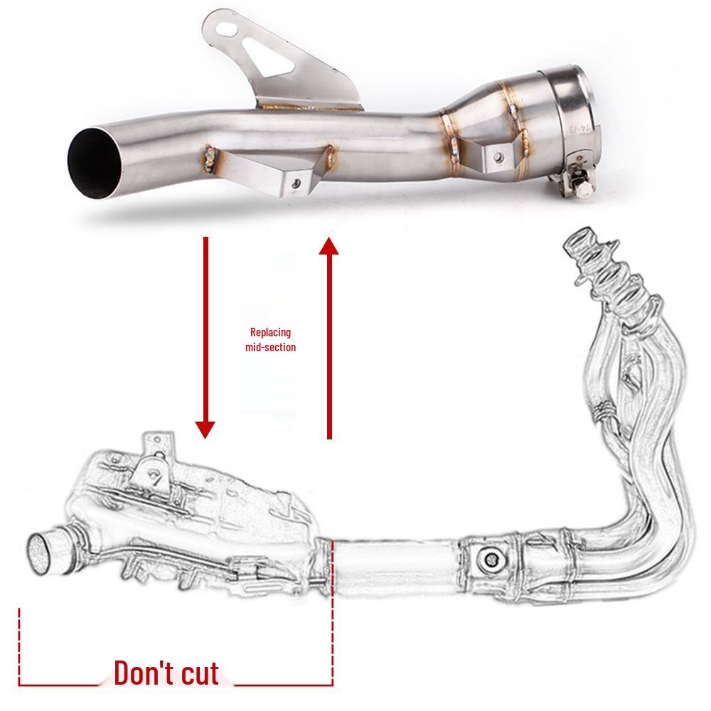 Stainless Steel Z900 Retrofitting Pipe for Mid-Drum: Converts Back Pressure to Straight Output (2017-2021 Models)