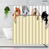 Cartoon Cute Animal Shower Curtain Cat Dog Anime Printed Bathroom Decor 3D Waterproof Bath Fabric Home Curtains For Children