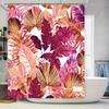 Luxury Tropical Floral Print Shower Curtain For Bathroom Decor Rose Gold Pink Red Green Leaves Pattern Waterproof Fabric