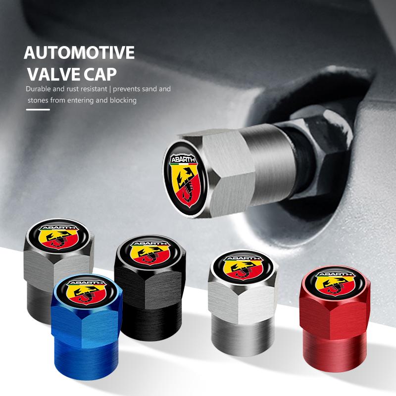 Aluminum Alloy Car Valve Caps Threaded Auto Tire Stem Protection Covers For Abarth FR FIAT 500 595 695 124 Bravo Linea Siena