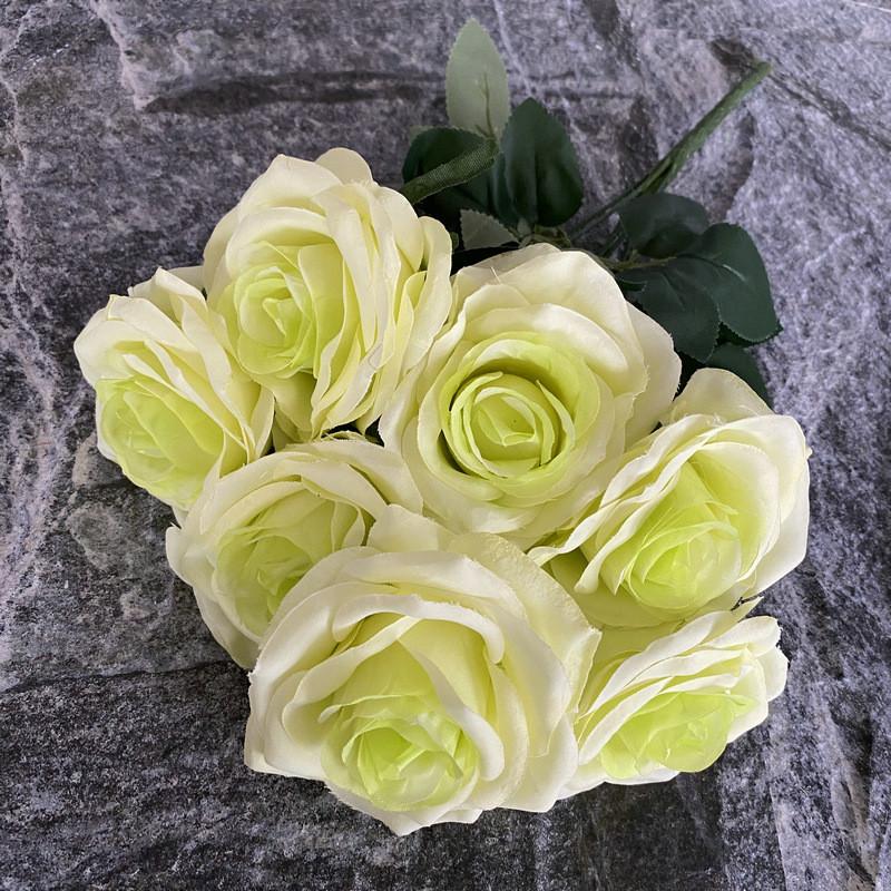 7 Silk Branch Realistic Artificial Roses Wedding Photography Props Decor Home