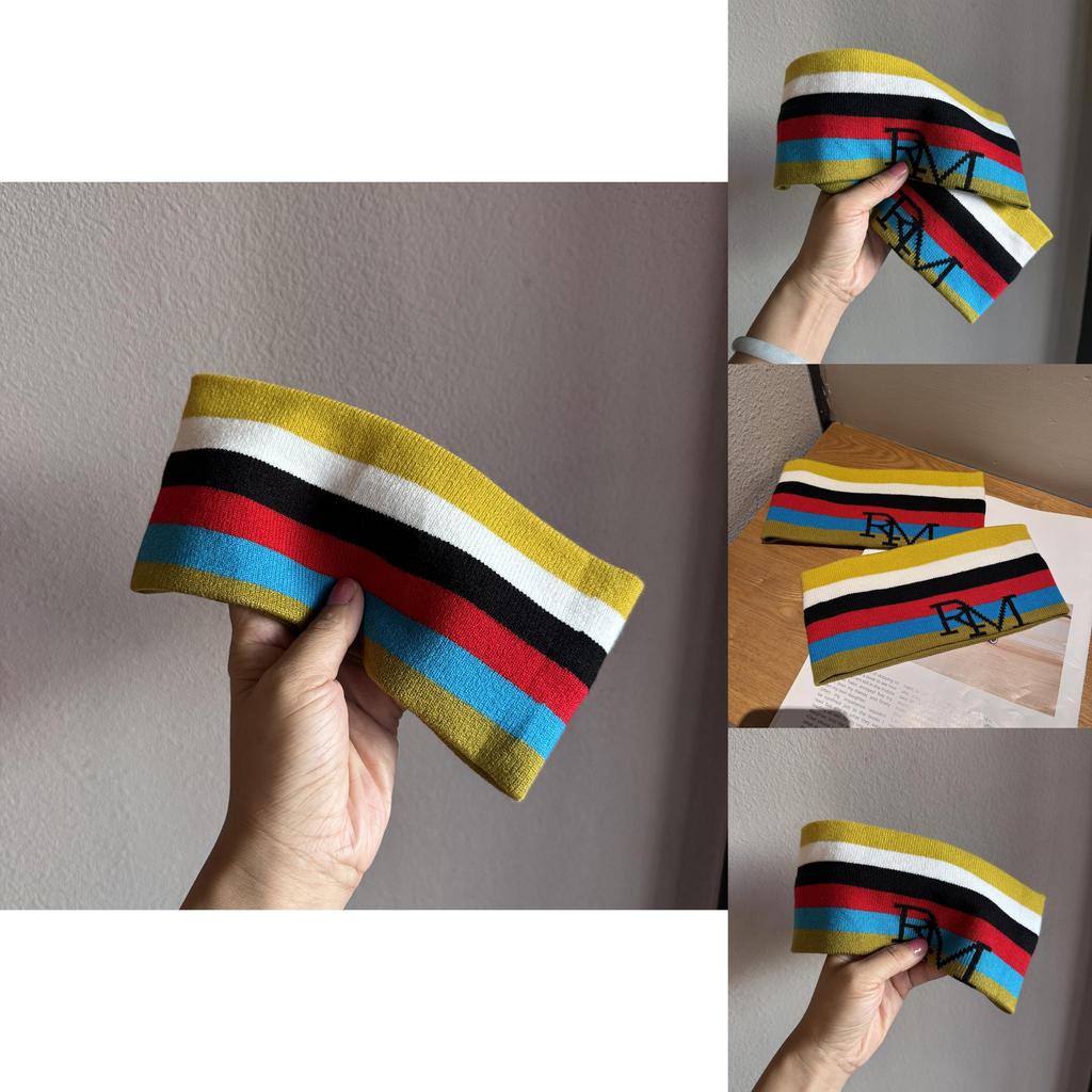 Breites Strick-Stirnband im koreanischen Stil mit Buchstaben-Design für Fitnessstudio und Sportbekleidung