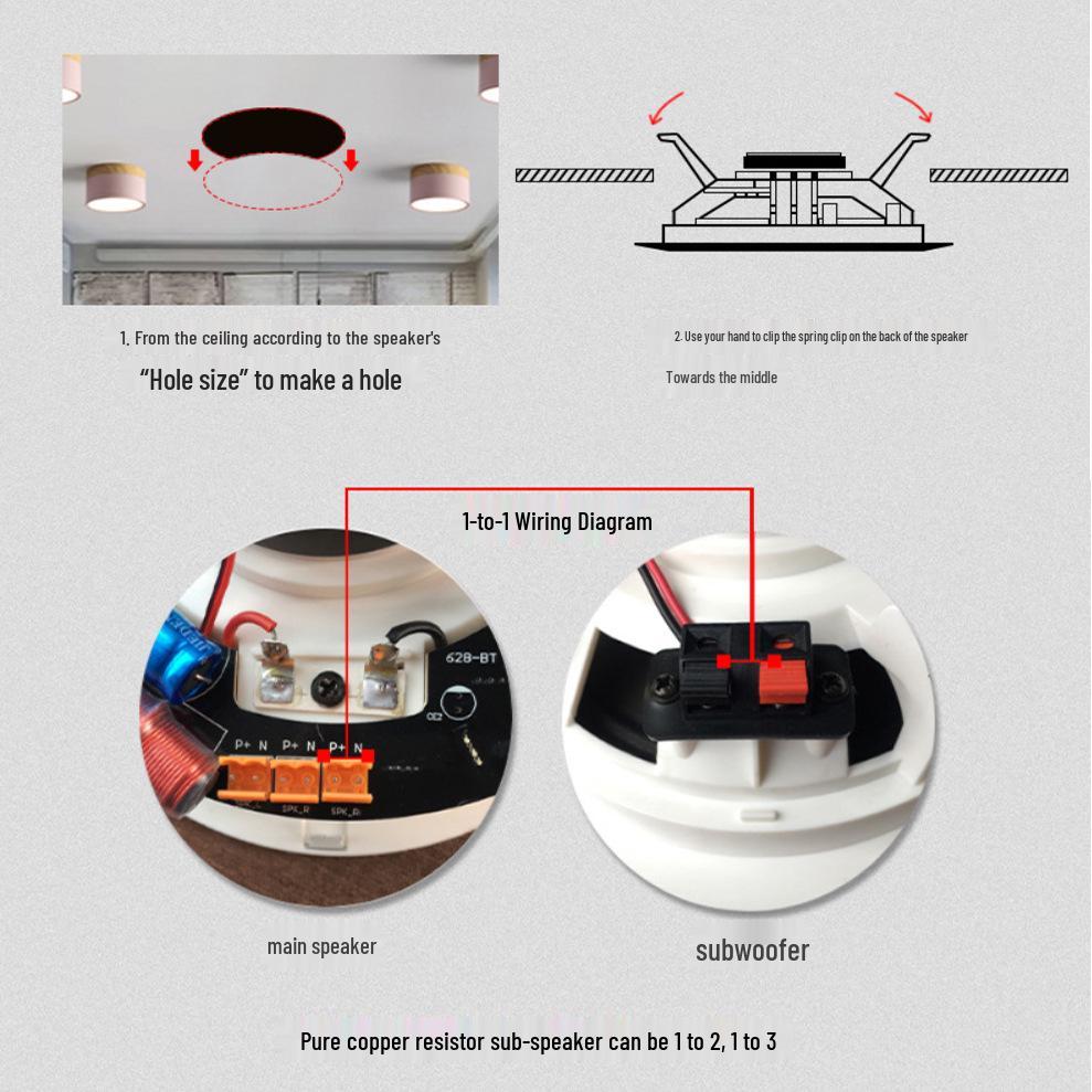 Bluetooth Ceiling Speaker with Amplifier: High-Quality Sound, Bass, Coaxial Design