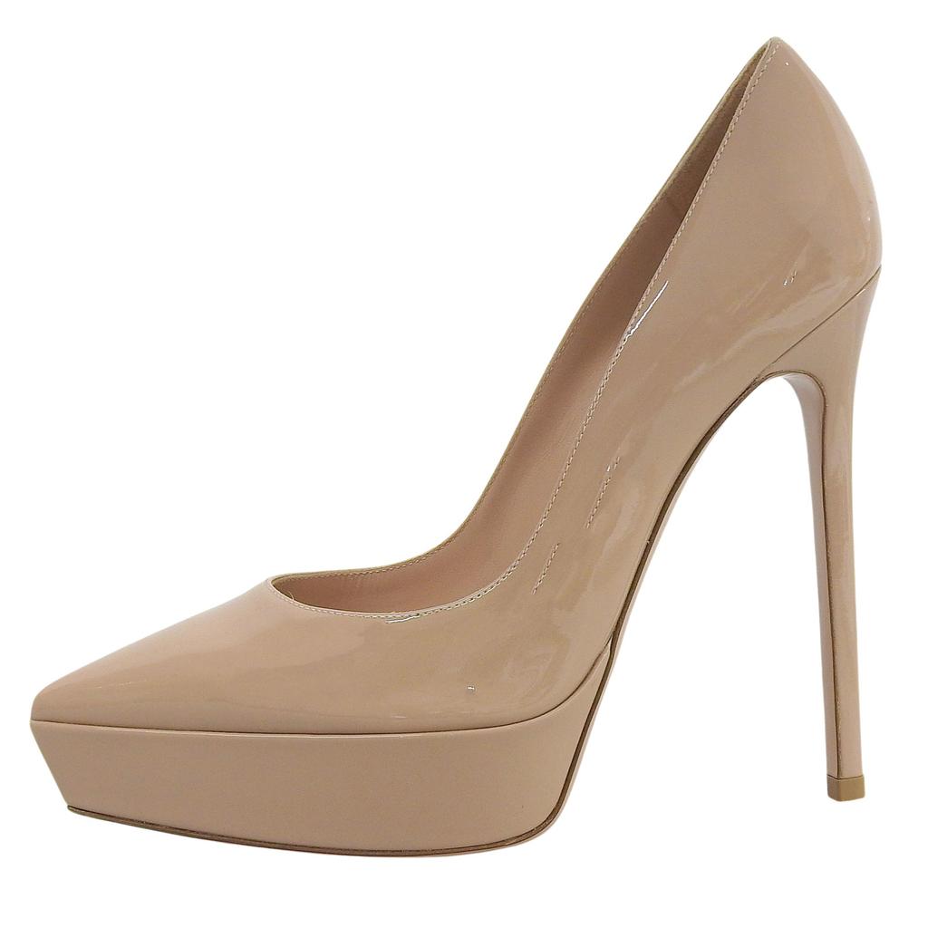 Makellose Gianvito Rossi Pumps beige Lackleder Damen 38.5 Gebraucht