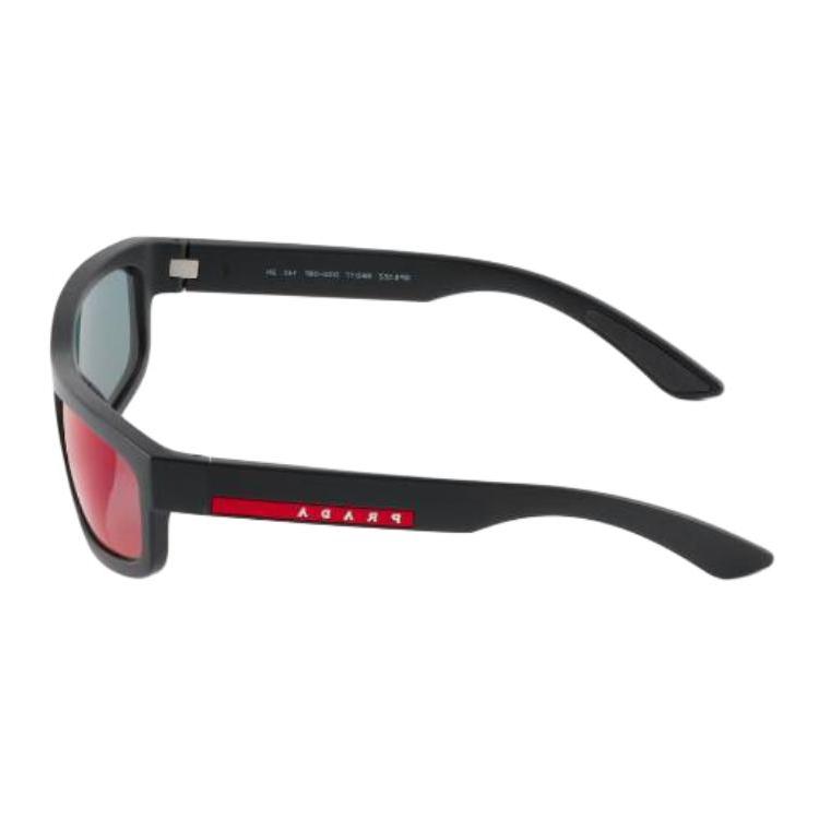 Prada Linea Rossa Logo Nylon Rectangular Sunglasses Men sunglasses Black SPS05ZMDG0FE08FC059
