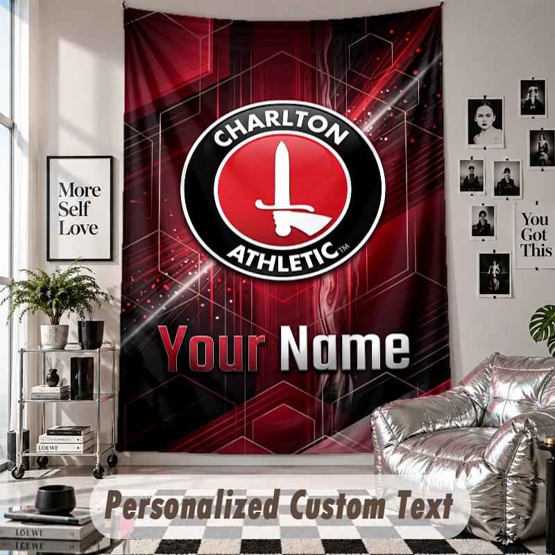 Wall Hanging Tapestry With Custom Name & Text, Charlton Athletic Decorative Tapestry For Bedroom