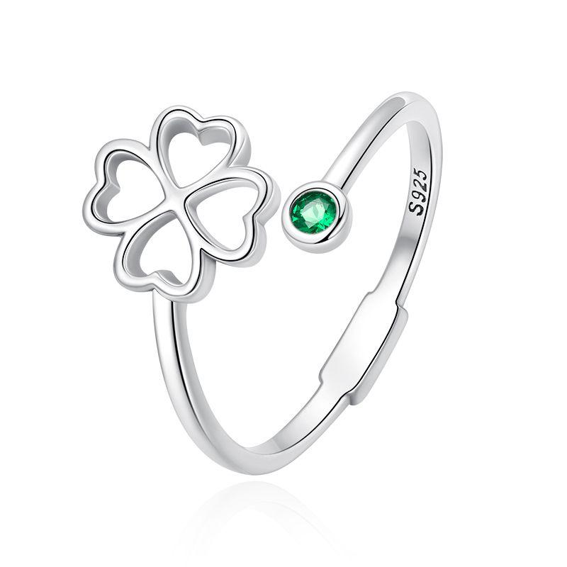 WOSTU Adjustable Rings Real 925 Silver Stackable Engagement Zircon Open Size Rings For Women Female Original Jewelry
