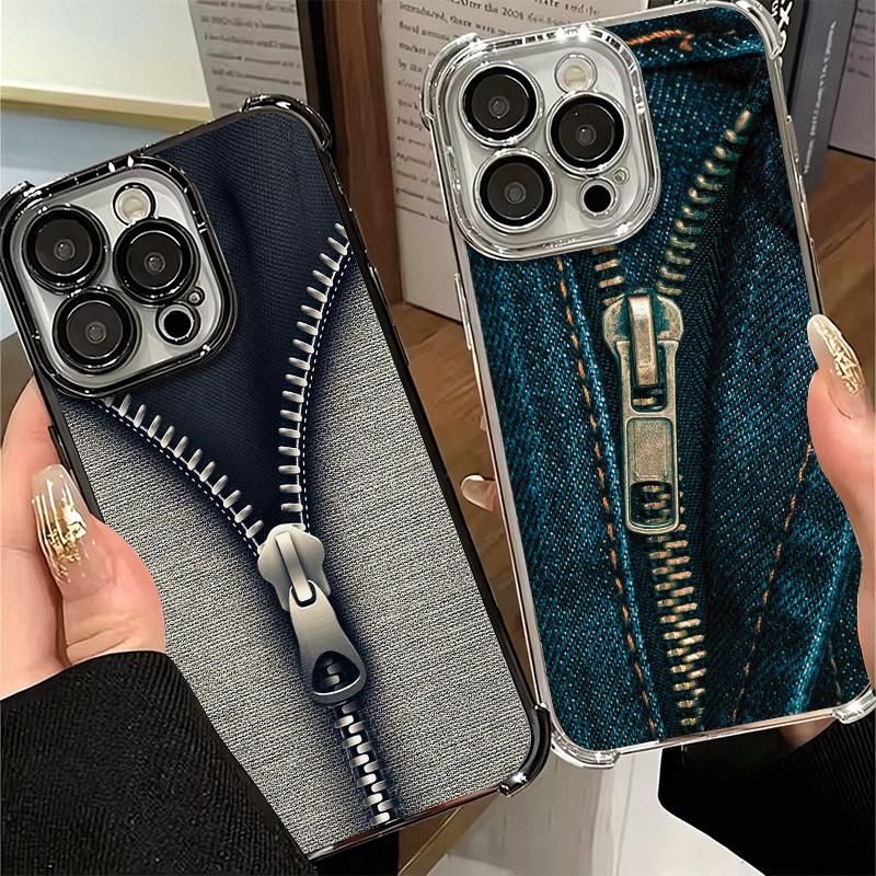 Retro Zipper Jeans Pattern Soft Phone Case For Xiaomi Poco X7 X8 Pro Max X6 X5 X3 F8 Ultra F7 M8 M7 M5S Redmi 15C 15A 15 14C 13C