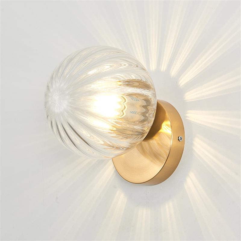 Applique murale LED d'intérieur nordique en fer et verre rond E27 pour escaliers modernes pour salon, chambre à coucher, couloir, allée
