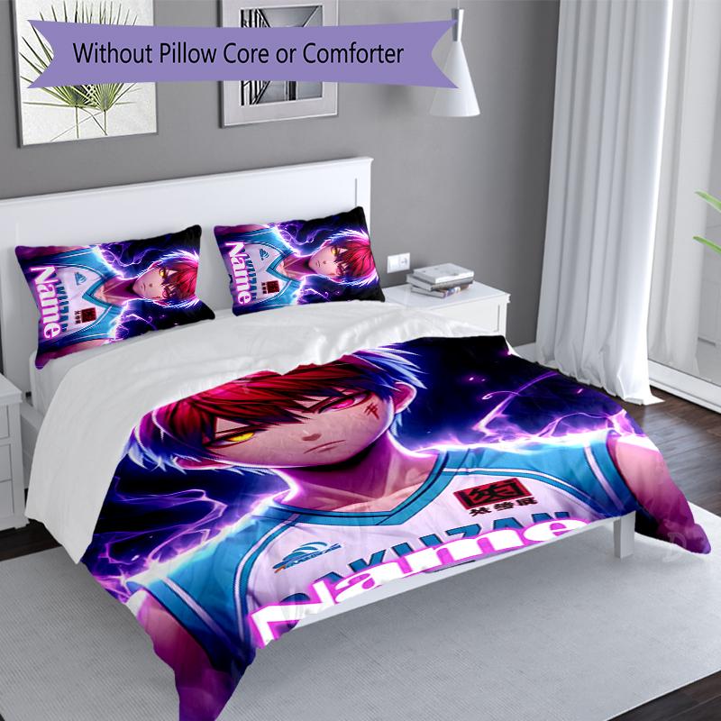 3pcs Custom Name Kuroko's Basketball Set,Includes 1 Duvet Cover and 2 Pillowcases,All-season Bedroom Decor