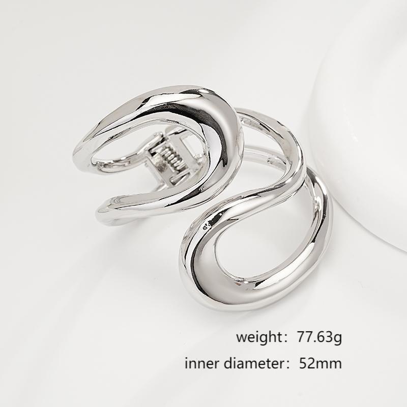 Interlocking Ring Open Bangle - European & American Light Luxury Design for Women