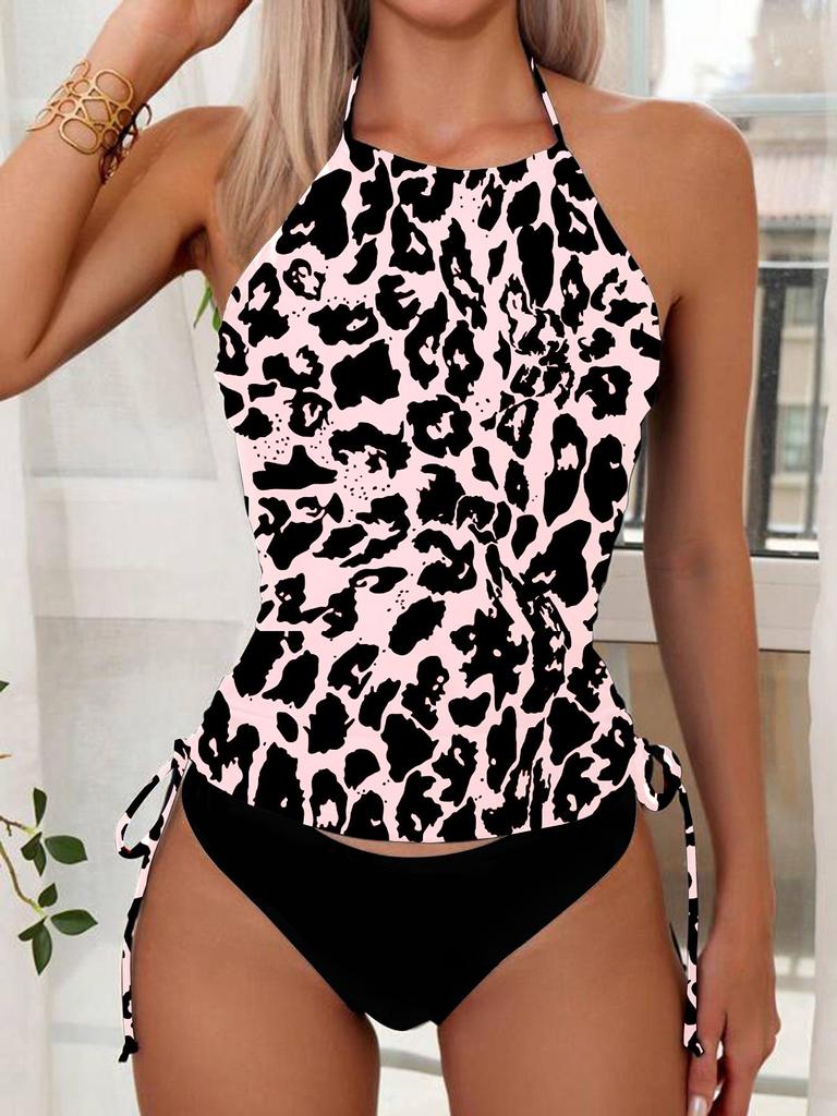 2024 Retro Backless Solid Color Bikini Swimsuit