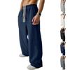 Herenloszittende Outdoor Fitness Joggingbroek Wijde Pijpen met Elastische Tailleband Trekkoord en Zakken voor Streetwear Hardlopen