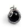 SnakeReptile Pendant, Sterling Silver 925, Onyx, Black Onyx