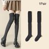 Women Thin Washable Solid Casual Long Stacked Vintage Knee-High Socks Fashion High Elasticity Outdoor Polyester Stockings 1 Pair