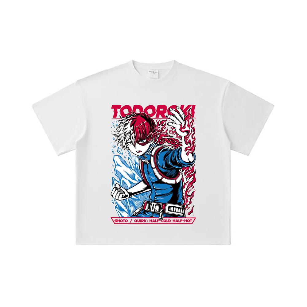 260 GSM Double Yarn 32 Count 100% Cotton My Hero Academia V10 Shoto Print Unisex Heavy Cotton T Shirt