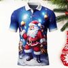 Christmas Santa Claus Polo Shirt For Men 3D Print Casual Short Sleeve Outdoor Daily Wear Golf Shirts Mens Button Tee Clothes