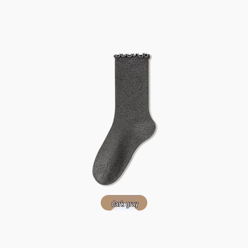 Women's Lace Ruffle Mid-Calf Socks - Spring/Fall Style, Perfect with Birkenstocks, Postpartum-Friendly, Long Socks for Autumn/Winter