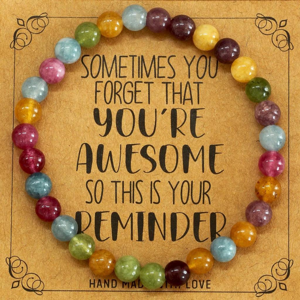 European 6mm Natural Agate Crystal Beaded Bracelet - Handmade Elastic Cord Jewelry for Women