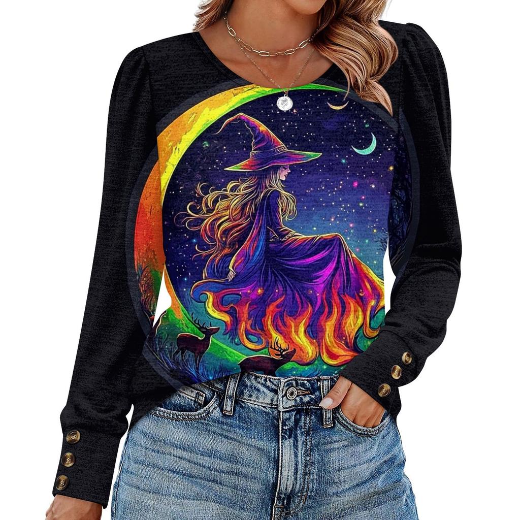 Women's Halloween Print Fashionable Long-sleeved Top