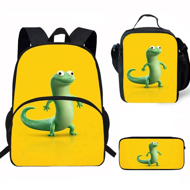 Kids Backpack Set With Lunch Bag Pencil Case - Cartoon Animal Design Grade 1-2 Students Ergonomic Spine Support Oxford