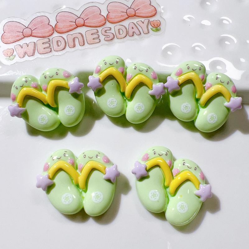 10Pcs Cute Bright Interesting Cartoon Beach Umbrella Slippers Series Resin Scrapbook Diy Jewelry Wedding Hairpin Accessories A94