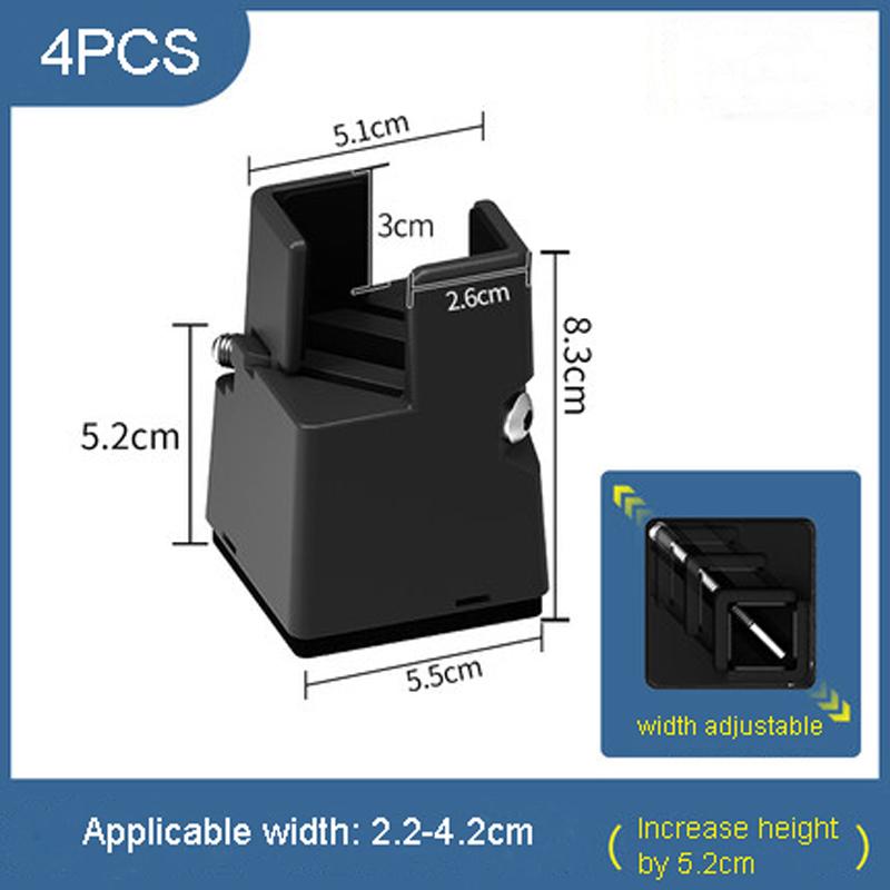 4PCS Adjustable Furniture Leg Risers Bed Foot Pads with Screw Clamp Heavy Duty Square Round 52 102mm Sofa Table Chair Leg Risers