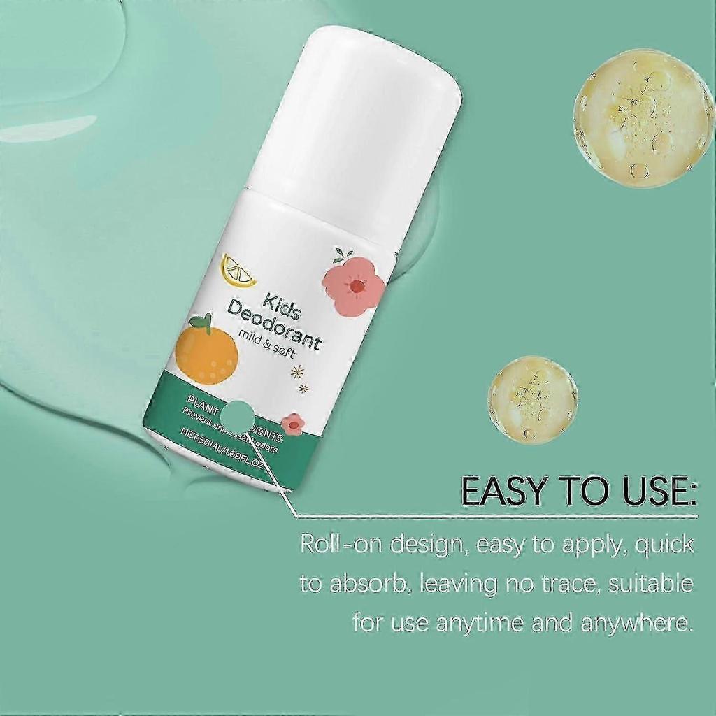 Fresh Natural Deodorant For Kids Teens,Aluminum Free Hypoallergenic Deodorant,Vanilla Citrus Roller Fragrance Children's Sweat Roller