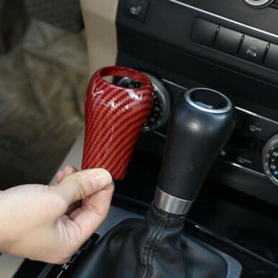 Red for Mercedes Benz A C E G Car Gear Shift Knob Panel Cover Carbon Fiber Vinyl