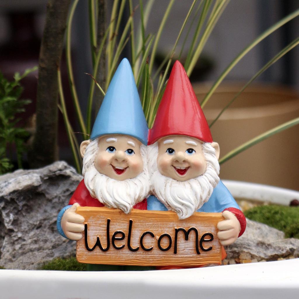 1 Dwarf Holding Welcome Sign Ornament, Creative Garden/home Decoration Ornament, Resin Handicraft
