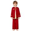 Kids Boys Church Performance Set: Long Sleeve Metallic Patchwork Top & Wide-Leg Pants with Elastic Waistband for Praise Dance