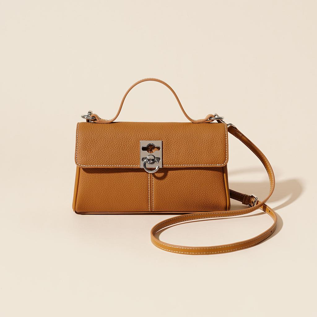 First Layer Cowhide 2025 Spring and Summer New Leather Women's Bag Niche High-end Retro Texture Portable Shoulder Oblique Span Bag