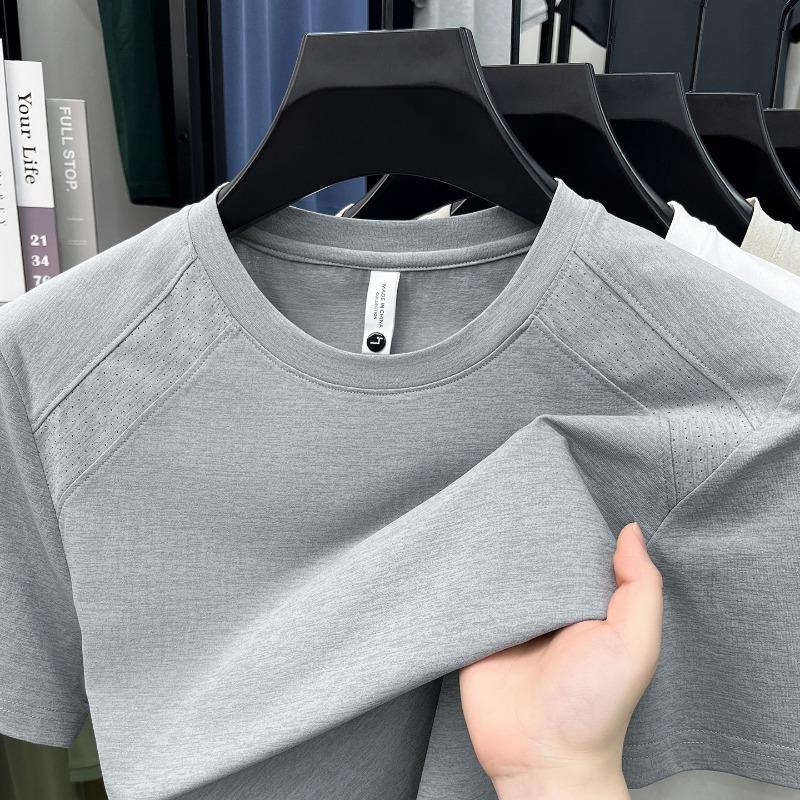 Men S Short Sleeve Crew Neck Solid Color Casual Sports T Shirt