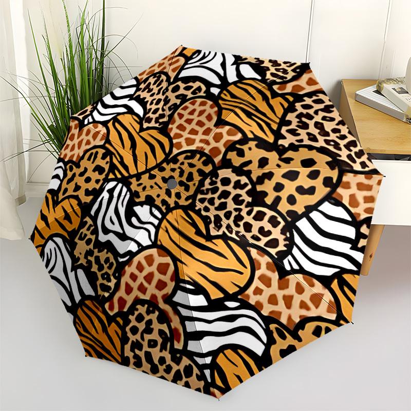 1pc Animal Prints Automatic Umbrella | Portable Foldable 8-Rib Manual Open, Cute Birthday & Holiday Gift for Outdoor Yy260107104