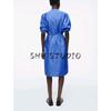 CS Summer Women's Cotton Button Placket Standard Mid Length Long Length Shirt Dress 1290475
