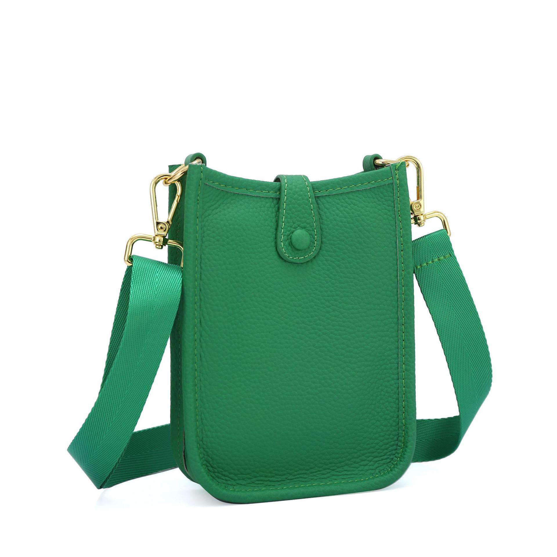 

Вертикальная сумка для мобильного телефона из натуральной кожи через плечо - модная мини-сумка-ведро на одно плечо и кошелек для монет 12.5x5x17CM зелёный