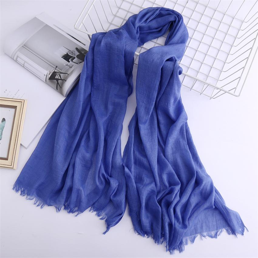 Foreign Trade Silk Scarf Cotton And Linen Headscarf Women'S Spring And Summer Solid Color Japanese And Korean Scarf Sun Protection Warm Shawl Hair