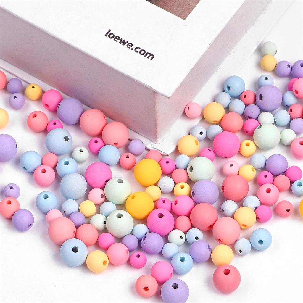 6/8/10mm Plastic Acrylic Macarons Candy Solid Color Loose Beads For Necklace Bracelet DIY Jewelry Making