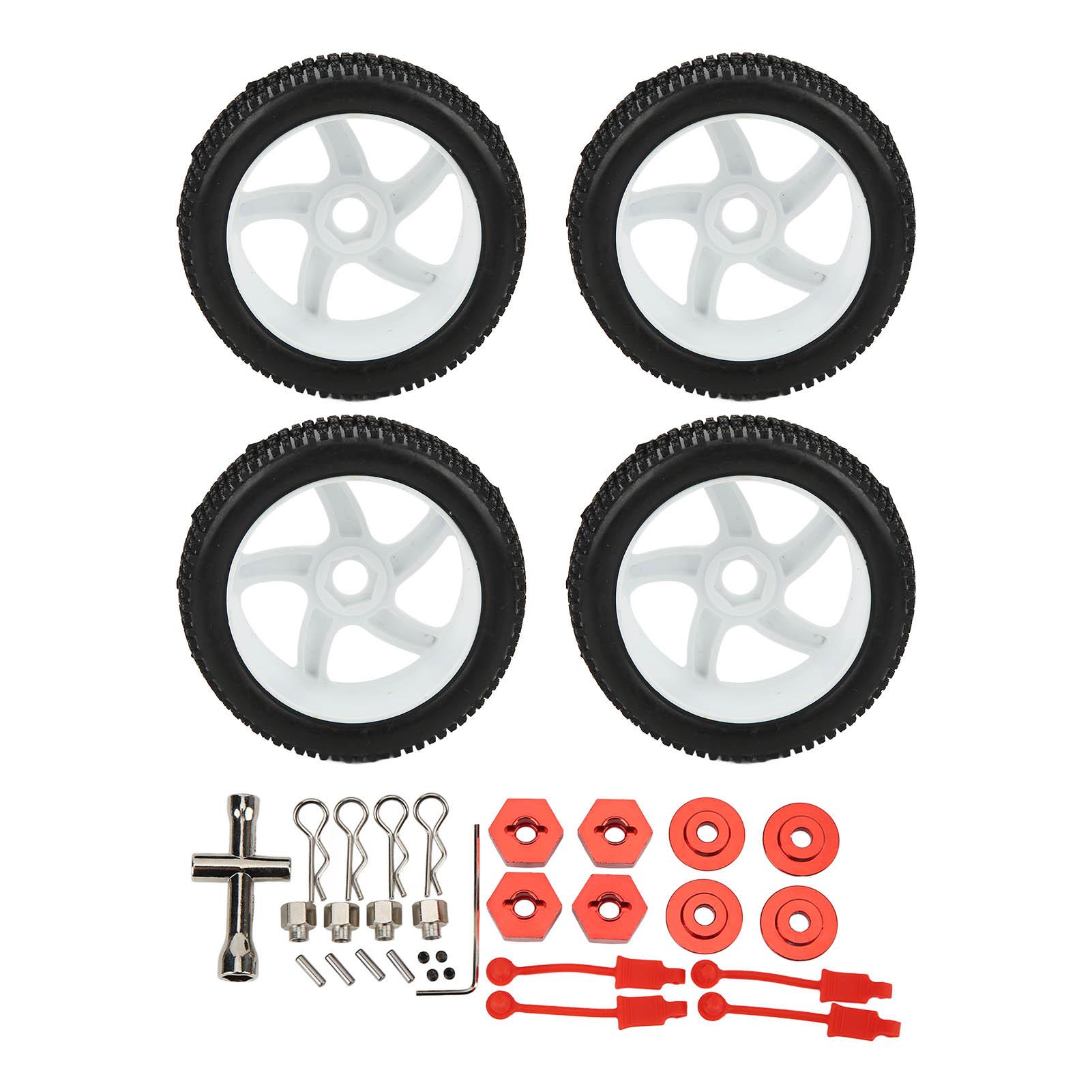 

4pcs RC Car Rubber Tires Wheel Rim Set for 1 8 1 10 Remote Control Car Upgrade Parts білий