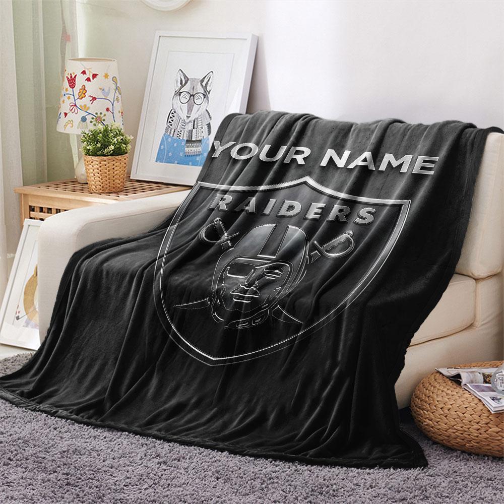 Custom Name,Las Vegas Raiders Printed Flannel Blanket, Soft Throw for Bedroom Sofa, Washable, Christmas Present, Great Gift.