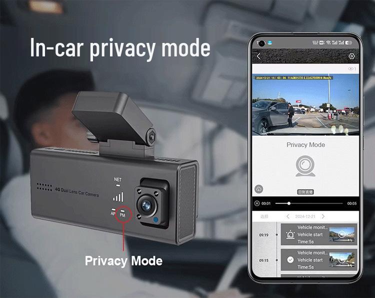 4G Dual Lens Dash Cam with Radar Sensing, GPS, and Remote Monitoring