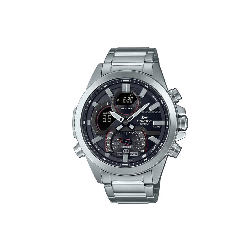 

Casio EDIFICE series 100 meters waterproof quartz movement stainless steel strap Japanese and Korean watch men s watch black dial ECB-30D-1A чёрный