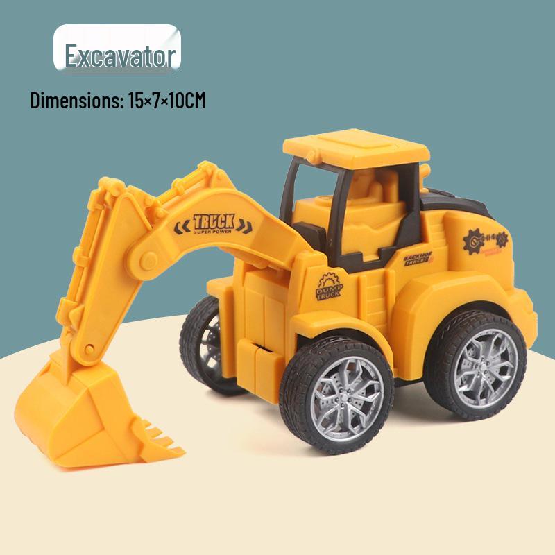 Kids Press-and-Go Pull-Back Excavator & Bulldozer Toys - Children s Plastic Vehicles