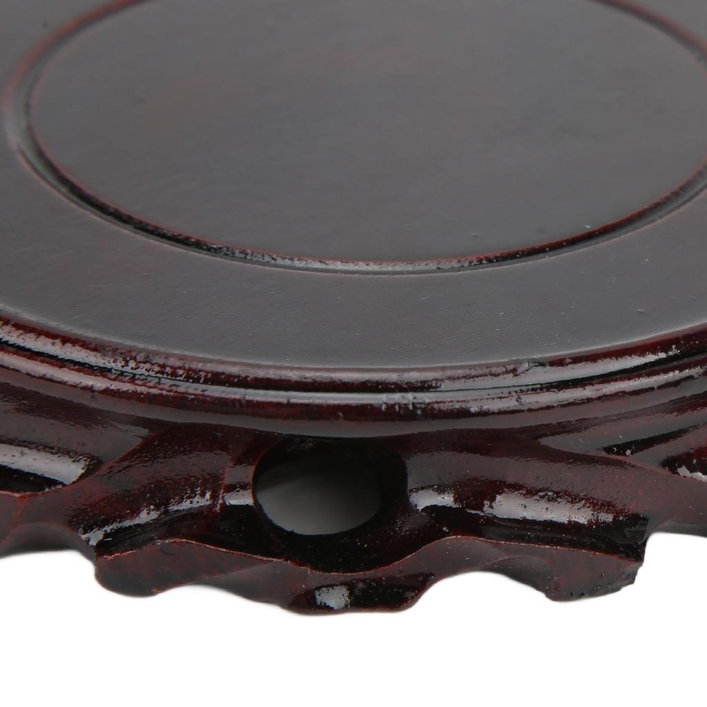 Round Wooden Base Multifunctional Retro Carving Elegant Wooden Display Stand for Home Decoration Gift
