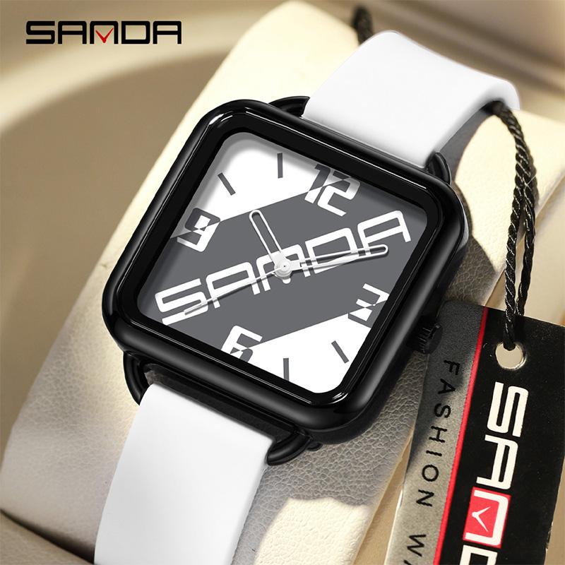 Fashion Brand Women elegant Quartz Watch waterproof Ladies Casual Silicone Watches Clock Girl Square watch Numbers line scales
