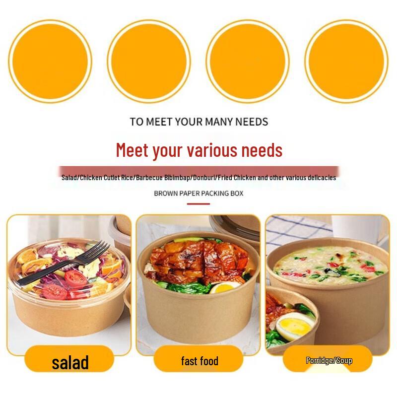 Saikeyou Disposable Kraft Paper Bowls with Lids